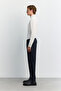 Men's Navy Blue Classic Soft Touch Relaxed Fit Trousers with Elastic Waist on the Side A62Y3068 - 7