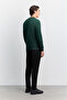 Men's Dark Green Crew Neck Injection Printed 3 Yarn Raised Sweatshirt A62Y1291 - 4