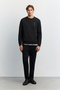 Men's Black Crew Neck Silicone Printed Interlock Sweatshirt A62Y1297 - 5