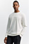 Men's Ecru Crew Neck Seersucker Printed Cupra Sweatshirt A62Y1200 - 5