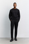 Men's Black Crew Neck Easy-Iron Printed Interlock Regular Fit Sweatshirt A62Y1285 - 7