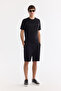 Men's Black Interlock Regular Fit Shorts with Elastic Waist and Side Pockets A61Y3630