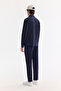 Men's Navy Blue Classic Collar Technical Fabric Wrinkle-Free Comfort Fit Shirt Jacket A61Y2118 - 4