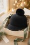 Women's Black Pompom Hat - 5