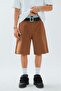 Brown Gabardine Baggy Jean Men's Shorts Jorts - 2