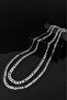 Two Chain Steel Necklace Ka1019Gm - 4