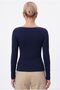 Kayak Neck Need Long Sleeve Navy Blue Soft Top / Blouse - 5