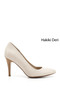 Women's Beige Antique Pointed Toe Thin Heels Genuine Leather Stiletto