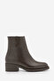 Women's Zippered Heeled Casual Boots Huna Brown - 3