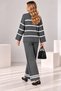 Women's comfortable fit knit set with striped detail - 2 piece - 6