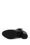 Women's Black Zippered Thick Heeled Boots - 7
