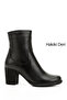 Women/Girls Black Zippered Thick Heeled Genuine Leather Boots