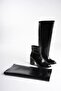 Women's Black Patent Leather Removable Round-Toe Thick-Heeled Boots and Boots Tr05Mk07A - 8