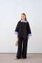 Women's Shirt Collar Buttoned Garnished Back Zipper Detailed Suit Black - 2