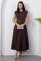 Crew Neck Dress with Stone on the Chest Grs4168 - 4