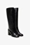 Carmen Black Leather Women's Heeled Boots - 3