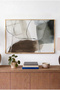 Foggy Stain Themed Horizontal Glass Table - Gold Metal Framed Table for Home, Business, and School