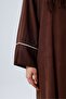 Women's Ferace with Piping, Covered Buttons, and Pockets, Hicaz Brown - 7