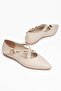 Large Size Women's Ballerina Flats in Beige with Double Straps and Hurdan Sole - 3