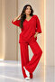 Women's V-Neck Loose-Fitting Long-Sleeved Blouse and Casual Pants Two-Piece Set - 2