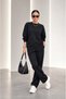 Women's Casual Bat Sleeve Blouse Pants Viscose Set - 3