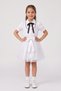 Girl's Black Bowknot Black Piping Short Sleeve Shirt White Tutu Skirt April 23 October 29 Performance Outfit - 2