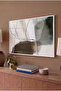 Foggy Stain Themed Horizontal Glass Table - White Metal Framed Table for Home, Business, and School - 3