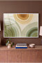 Botanical Cycles Themed Horizontal Glass Tabletop - White Metal Framed Tabletop for Home, Business, and School