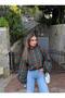 Draped Short Sleeve Plaid Jacket - 2