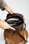 Women's Hand and Shoulder Bag with Logo, Bucket Model, Double Strap, Zipper, Stylish Brown - 4