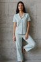 Night Water Green V-Neck Buttoned Casual Pajama Set - 6