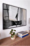 Monochrome Detailed Horizontal Glass Table - Black Metal Framed Table for Home, Business, and School - 2