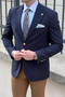Slim Cut Special Design Metal Button Bag Pocket Wool Blazer (Cache Jacket) - 7