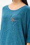 Women's Turquoise Italian Star Patterned Bat Sleeve Oversize Lycra Knitwear Sweater 40 - 48 Size - 4