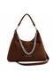 Luxury Suede Chain Detailed Women's Shoulder Bag - 3