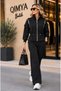 Şans Li̇fe Women's Trousers with Tunnel Waist, Shoulder Zipper Detail, Jacket and Bottom Top Two-Piece Set - 6
