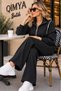 Şans Li̇fe Women's Trousers with Tunnel Waist, Shoulder Zipper Detail, Jacket and Bottom Top Two-Piece Set - 7