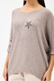 Women's Mink Italian Star Patterned Bat Sleeve Oversize Lycra Knitwear Sweater Size 40 - 48 - 5