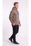 Men's Brown Cold-Resistant Hooded 3-Yarn Sweatshirt with Side Pockets - 4