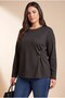 Accessory Detailed Plus Size Knitted Modal Blouse Black