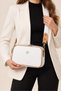 Women's Hand and Shoulder Bag with Cross Strap, Logo, Multi-Compartment, Cream, Daily Stylish, White-Tan