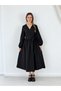 Lady Belted Double Breasted Balloon Sleeve Dress Women's Black - 8