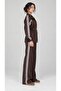 Women's Brown Ribbed Zipper Collar Trousers Two-Piece Set Hzl28W-Mth2466 - 3