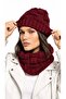 Hand Knitted Soft Women's and Men's Beanie Neck Collar Set Bordo