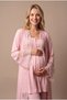 Women's Powder-Colored Lace-Up Maternity Pajama Set with Nursing Detail and Dressing Gown - 6