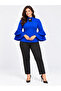 Ag Country Royal Brooch Detailed Pleated Flywheel Sleeve Plus Size Blouse - 5