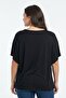 Women's V-Neck Cross Stripe Sequin-Bead Embroidered Short Sleeve Lycra Viscose Plus Size Blouse - 4