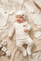 Cream Premium Ribbed 7 Piece Cotton Newborn Hospital Discharge and Baby Set - 2