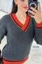V-Neck Knitwear Blouse 7K123 - 3