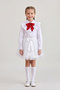 Girl's Red Scarf Polka Dot Ruffle Collar White Long Sleeve Shirt White Tutu Skirt October 29 April 23 Show Outfit - 3